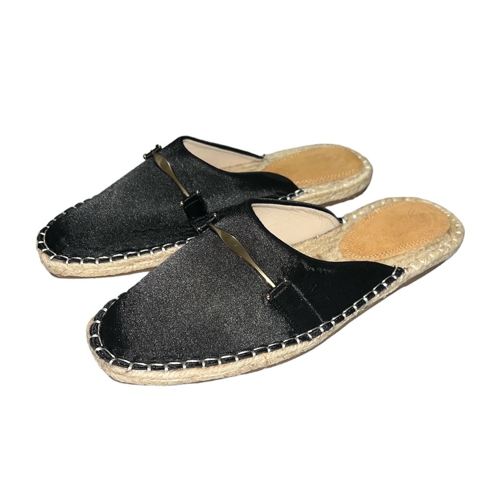 Narrow Black Slip-On Espadrille Mule Women’s Shoe